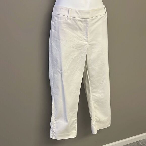 White House Black Market Cream “Perfect Form” Straight Crop Pants- Size 12 - Picture 3 of 15